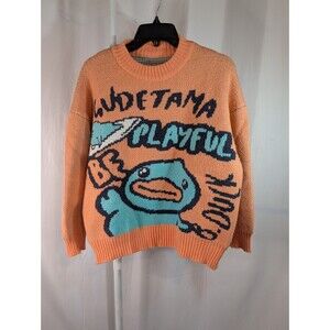 Novelty Women's Cartoon Sweater Peach Coral Aqua Size Large (G03)